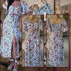 Astr The Label Lace Up Flutter Floral Midi Dress Size S